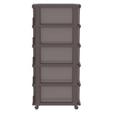 Cosmoplast Cedargrain 5 Tiers Storage Cabinet With Drawers And Wheels, Dark Brown