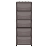 Cosmoplast Cedargrain 5 Tiers Storage Cabinet With Drawers And Wheels, Dark Brown