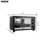 Geepas GO4464 25L Electric Oven With Rotisserie- 1600W power, 6 Stages Heating Selector