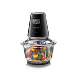 Black+Decker 400W 1.2L Vertical Glass Chopper/Mincer XXL Glass Bowl Capacity With Removable Four Blade System Helps, Chop/Crush Ice/Mince/Grind/Puree Variety Of Ingredients GC400-B5