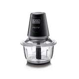 Black+Decker 400W 1.2L Vertical Glass Chopper/Mincer XXL Glass Bowl Capacity With Removable Four Blade System Helps, Chop/Crush Ice/Mince/Grind/Puree Variety Of Ingredients GC400-B5