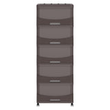 Cosmoplast Cedargrain 5 Tiers Storage Cabinet With Drawers And Wheels, Dark Brown