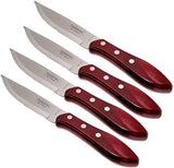 Tramontina steak knife 29899/522 set of 4 woth a woden box - Red