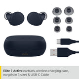 Jabra Elite 7 Active In-Ear Bluetooth Earbuds - True Wireless Sports Ear Buds ShakeGrip for the Ultimate Active Fit, Adjustable Active Noise Cancellation and Alexa Built-In - Navy, One Size