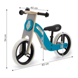 Wooden Balance Bike Uniq, Lightweight Bicycle, Easy Transport, 12 Inches Wheels, With Ajustable Saddle, Accessories, Bell, 2 Handles, For Toddlers, From 2 To 5 Years, To 35 Kg, Turquoise 83 x 54 x 40cm