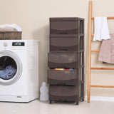 Cosmoplast Cedargrain 5 Tiers Storage Cabinet With Drawers And Wheels, Dark Brown