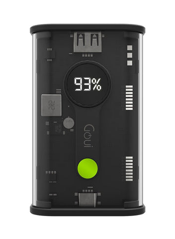 20000 mAh Nano Transparent Power Bank – Portable Fast Charging with Simultaneous Device Support, Quick Charge 3.0, Power Delivery, and Digital Display - Black