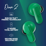 Skullcandy Dime 2 True Wireless Earbuds With Tile Finding Technology, 12 Hours Total Battery, IPX4 Sweat and Water Resistant, Secure Noise Isolating Fit, Dark Blue/Green