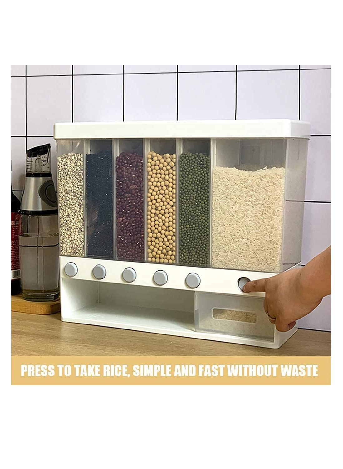 Wall-Mounted Grains Food Dispenser - Home Kitchen Storage Tank for Rice and More