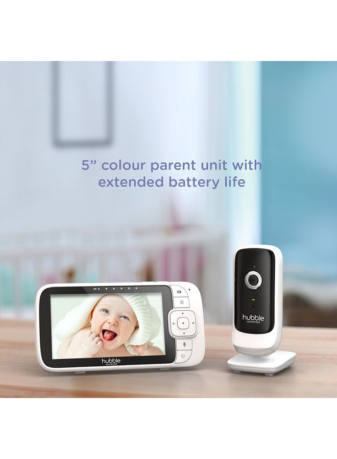 Hubble Connected Nursery View Premium Twin Cameras Video Baby Monitor With 5 Inch Screen, Infrared Night Vision, Split Screen, Digital Zoom and Room Temperature Sensor