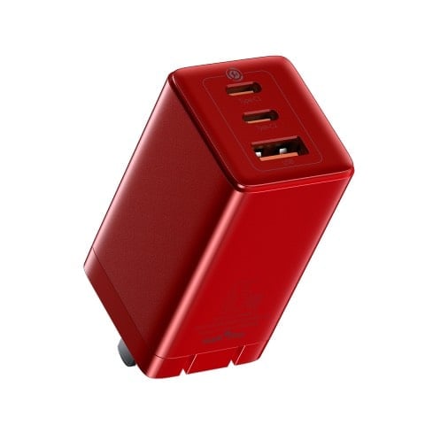 Baseus 65W GaN3 Pro 2 Type-C + 1 USB Port Wall Fast Charger with CN Standard Plug, Red