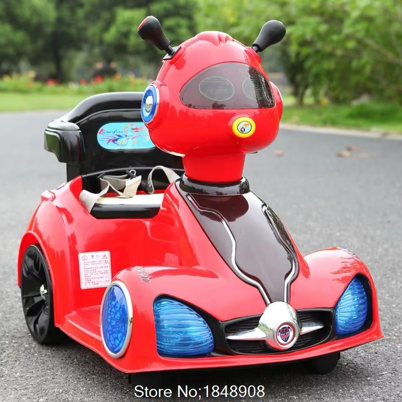 Kids’ Electric Ride-On Car – Cartoon Ant Design, Red