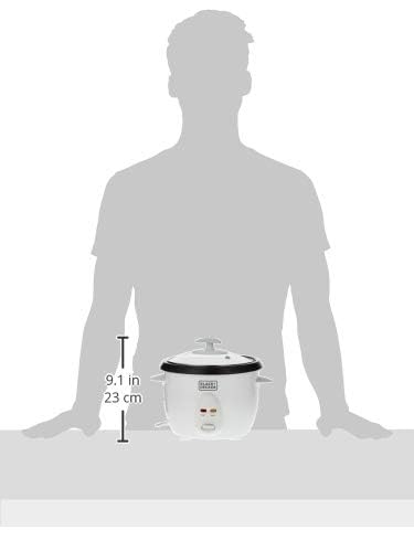 BLACK+DECKER Rice Cooker, 400W, 1L Capacity, Removable Nonstick Bowl, Steaming Tray, Glass Lid, Cool-Touch Design, Auto Warm Function, Water Level Indicator, Quick Meals, 220-240V, White - RC1050-B5