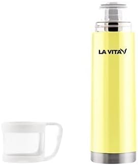 Lavita 770805005 thermos stainless steel 0.50 liter with transparent cup with handle - Yellow