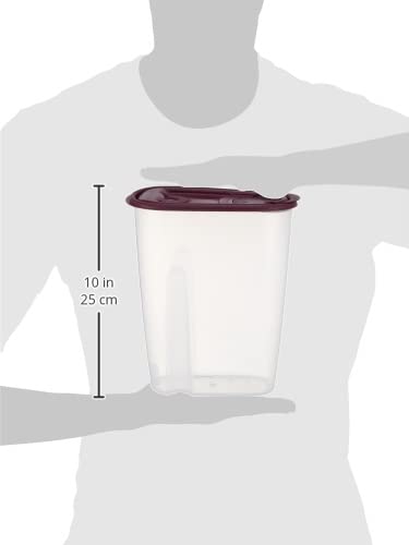 Baker 6222030721234 Transparent oval plastic dry food storage container with colorful lid (2.2 litres) - burgundy