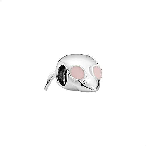 Pandora Mouse Shape Charm for Women - Silver and Pink