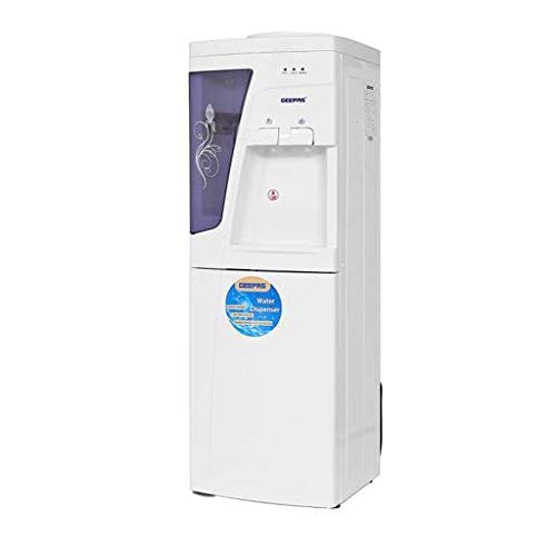 Geepas Water Dispenser Hot & Cold Stainless Steel Tank, Compressor Cooling System, Child Lock 2 Tap In 1, White, 1L And 2.8L Capacity, GWD8359