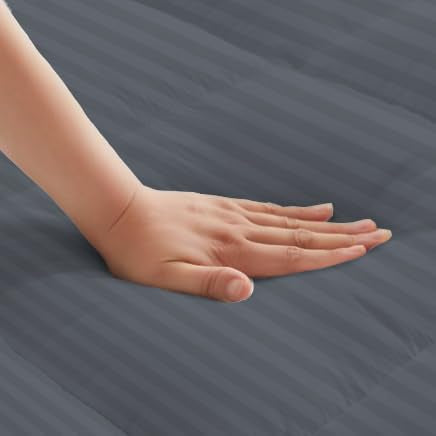Sleep Well Soft Material Stripe Mattress Topper - 600GSM (180x200+7cm - Grey)