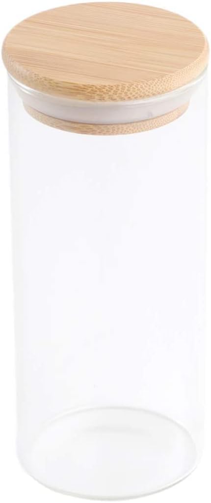 Glass Canister With Bamboo lid 500ML, Transparent (0812CB)