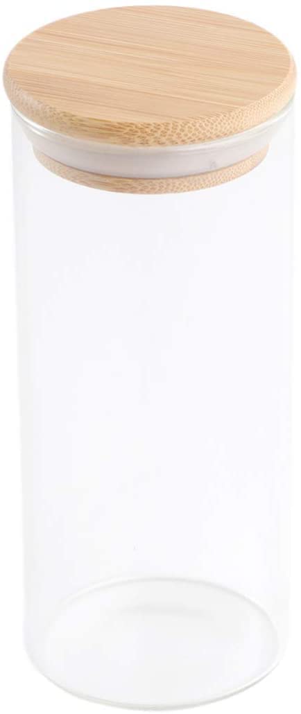 Glass Canister With Bamboo lid 500ML, Transparent (0812CB)