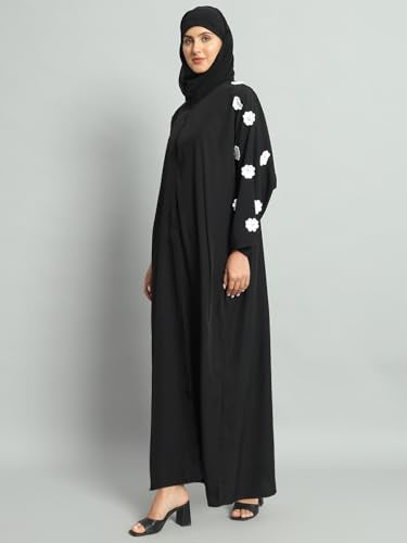 Styleville.in Black Solid Abaya with hijab for women