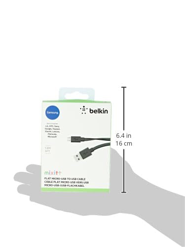 Belkin Flat Sync/Charge Cable – 2.4A, MicroUSB, 1.5m, Black