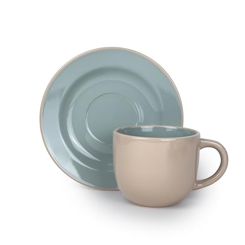 Bone China Shallow Moire 4-Piece Tea Cup & Saucer Set 220ml - Two | Kitchen Dinnerware, Ceramic, Stoneware
