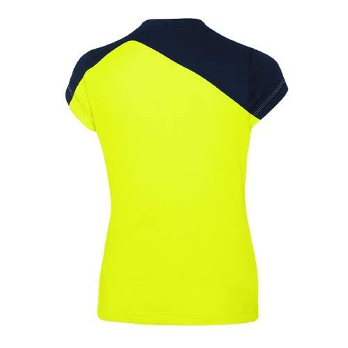 Mizuno V2EA720344 Authentic Myou T-shirt, Large, Fluorescent Yellow/Navy