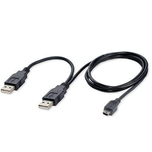 Keendex KX2385 cable 5pin male to 2xusb2.0 male for external hard hdd (mini-b to dual power 2xusb), 7.5m - black