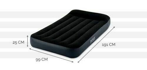 Intex 64141 Dura Beam Pillow Rest Single Mattress with Fiber Tech Technology, No Electric Pump, 99 x 191 x 25 cm, Black California King