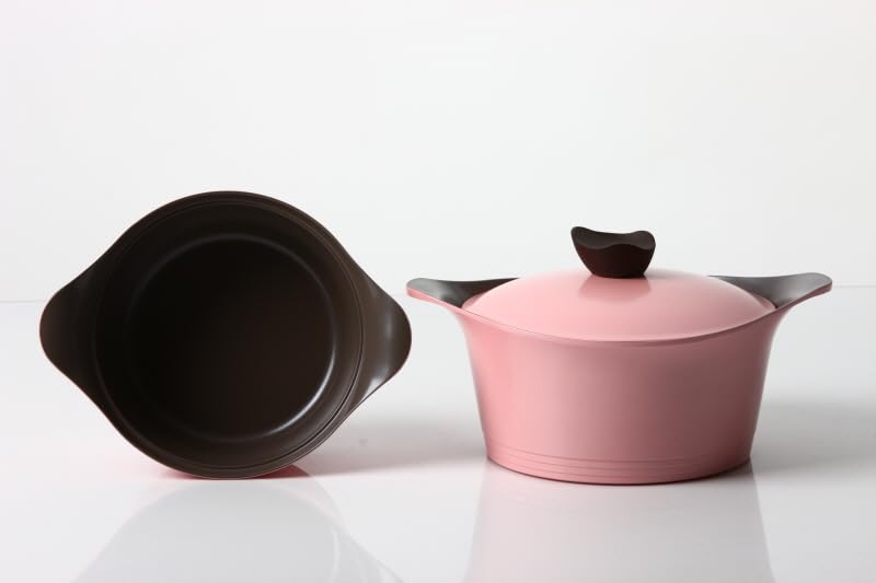 Neoflam,Aeni,Cooking Pot,22cm,integrated Handle,die cated aluminume,Color Pink Marble