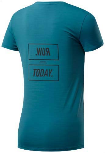 Reebok One Series Running activChill Front Logo Print Slim-Fit T-shirt for Women, Heritage Teal, L