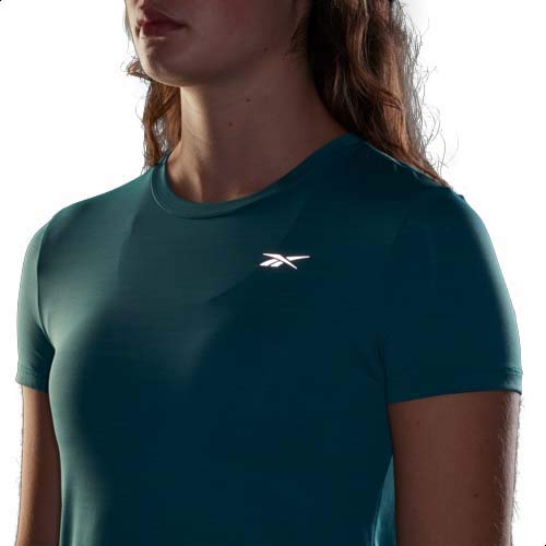 Reebok One Series Running activChill Front Logo Print Slim-Fit T-shirt for Women, Heritage Teal, L