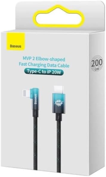 Baseus MVP 2 Elbow-shaped Fast Charging Data Cable Type-C to iP 20W 2m Black+Blue