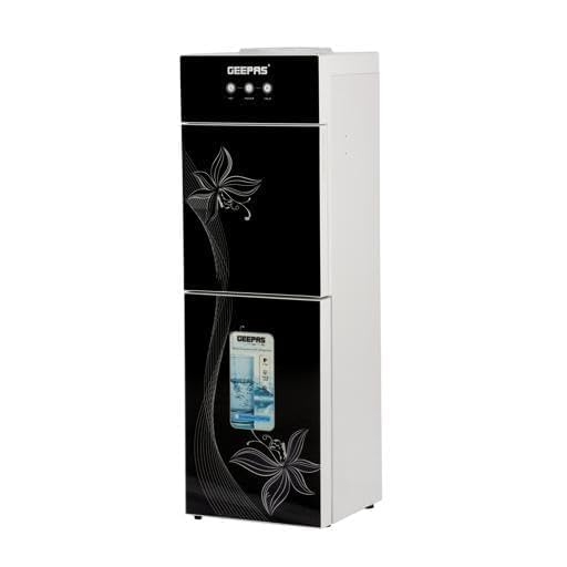 Top Loaded Water Dispenser With Refrigerator With Stainless Steel water Tank, Fast Cooling, 2 Tap- Hot & Cold, Child Safety Button, Cold Tank -2.8L Capacity, Hot Tank 1L Caacity GWD17023 Black & White