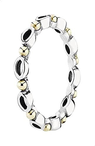 Pandora 925 Sterling Silver Two-Tone Ring For Women - Silver and Gold - 2725616368181