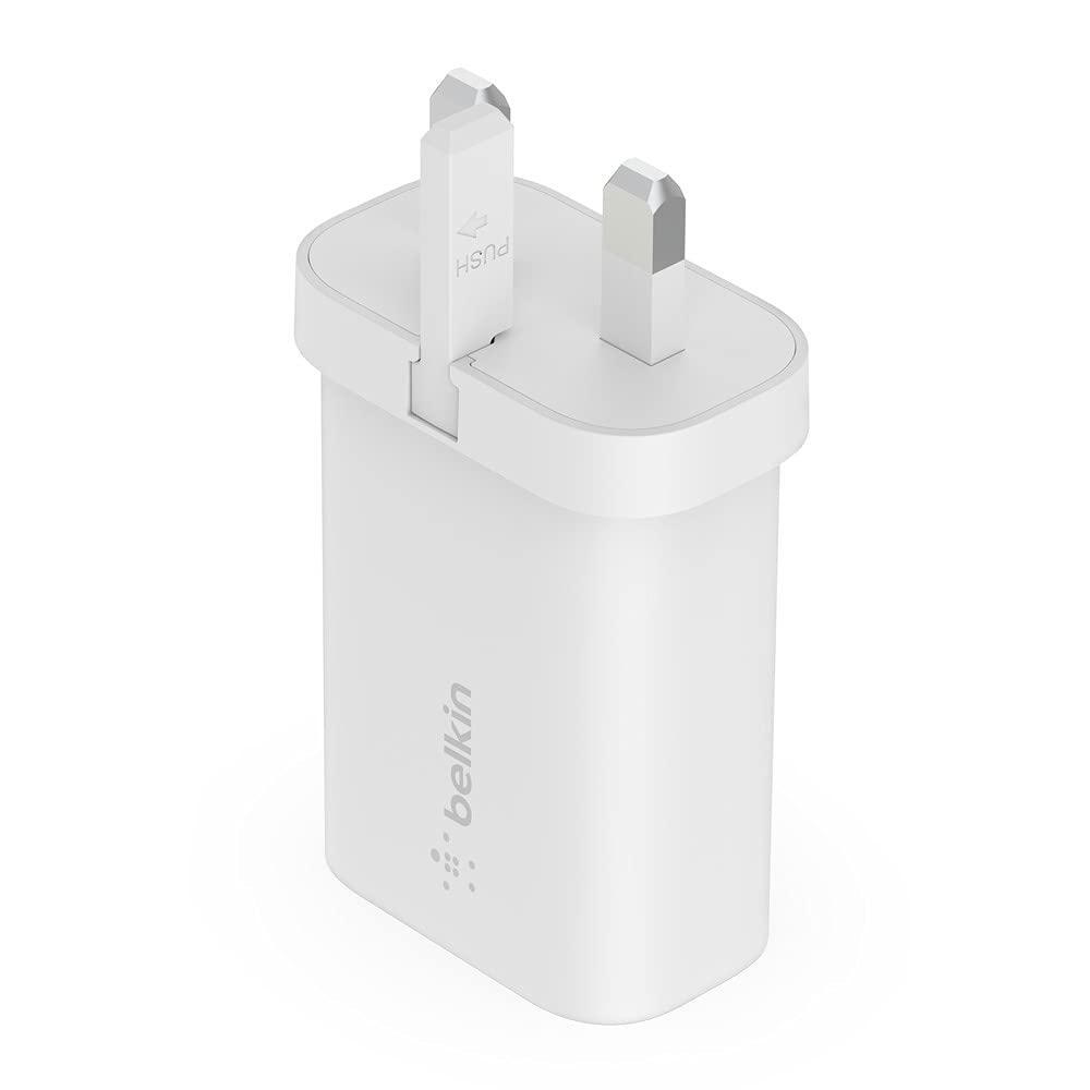 Belkin BoostCharge 25W wall charger with PPS, USB charger plug with USB-C Power Delivery, fast phone charger or a travel USB plug for iPhone 16, 15, Samsung Galaxy S24, iPad, Pixel, tablets and more