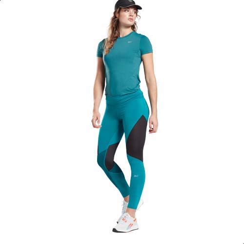 Reebok One Series Running activChill Front Logo Print Slim-Fit T-shirt for Women, Heritage Teal, L