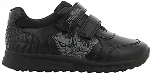 Leomil Boys Spiderman Print Front Velcro Closure School Shoes - Color: Black - 25 EU