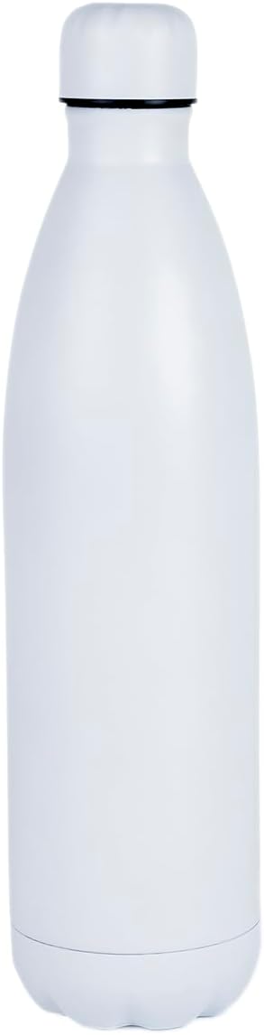 Nessan 500ml Sport Water Bottle Vacuum Insulated Stainless Steel Sport Water Bottle Leak-Proof Double Wall Cola Shape Water Bottle, Keep Drinks Hot & Cold - White