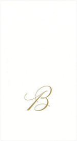 Caspari Signature Gold Initial B Paper Linen Guest Towels - White Pearl - Pack of 24