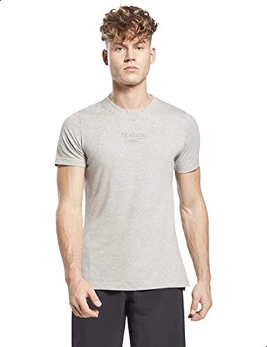 Reebok TE Melange Cotton Front Stitched Logo Slim-Fit T-shirt for Men