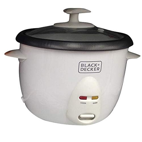 BLACK+DECKER Rice Cooker, 400W, 1L Capacity, Removable Nonstick Bowl, Steaming Tray, Glass Lid, Cool-Touch Design, Auto Warm Function, Water Level Indicator, Quick Meals, 220-240V, White - RC1050-B5