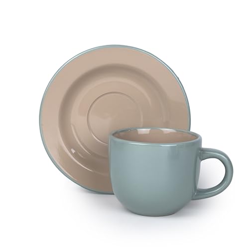 Bone China Shallow Moire 4-Piece Tea Cup & Saucer Set 220ml - Two | Kitchen Dinnerware, Ceramic, Stoneware