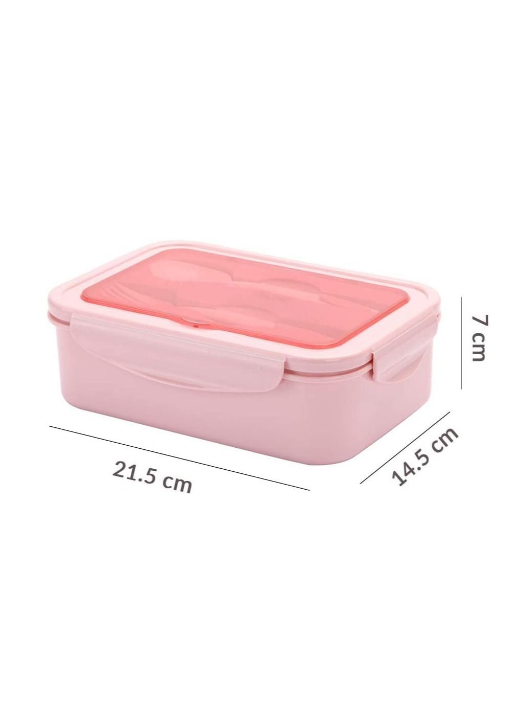 BELLSBERRY Lunch Box for Adults & Kids, 1400ml Food Container with 3 Compartments and Cutlery Set (Fork and Spoon) - Microwave and Dishwasher Safe (Pink)