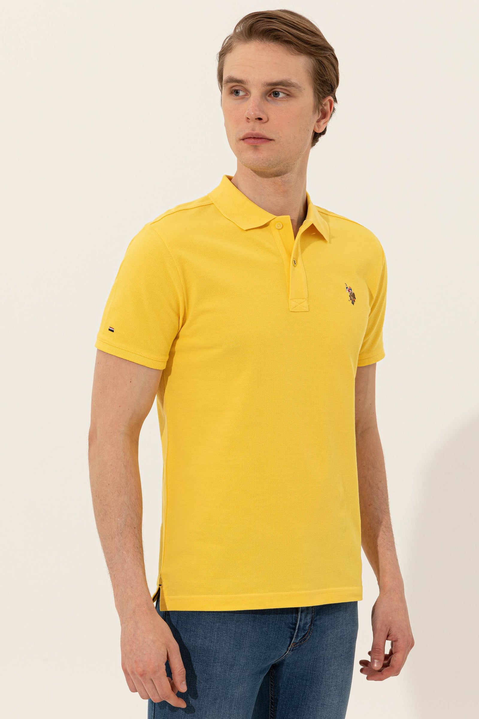 U.S. Polo Basic Polo Shirt For Men, Yellow -Xl