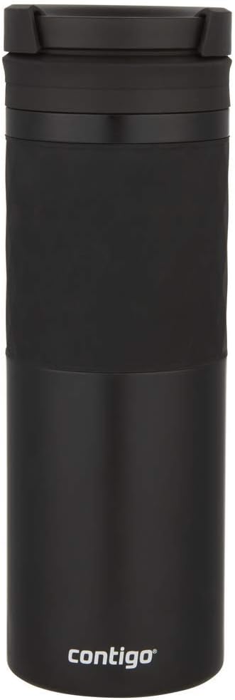 Contigo Glaze Twistseal Travel Mug, Stainless Steel Thermal Vacuum Flask, Leakproof Tumbler, Coffee Mug With Bpa Free Easy-Clean Lid, Matte Black, Black, 470 ml 1 Count (Pack of 1), 2095392