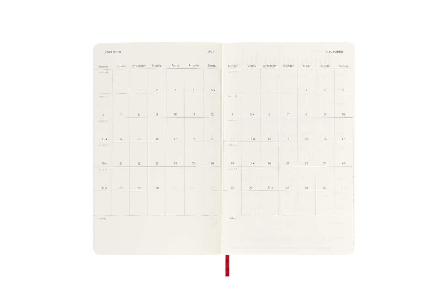 Moleskine Weekly Planner 2023, 12-Month Weekly Diary, Weekly Planner and Notebook, Soft Cover, Large Size 13 x 21 cm, Colour Scarlet Red