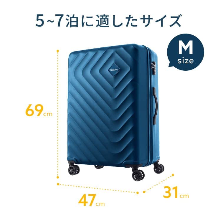 American Tourister Senna Hard Medium Size Check-In Luggage Bag, Spinner wheels, (Material :polycarbonate), TSA Combination Lock, Expandable, 69 cm/27 Inch, Blue Color, 3 year Global Warranty