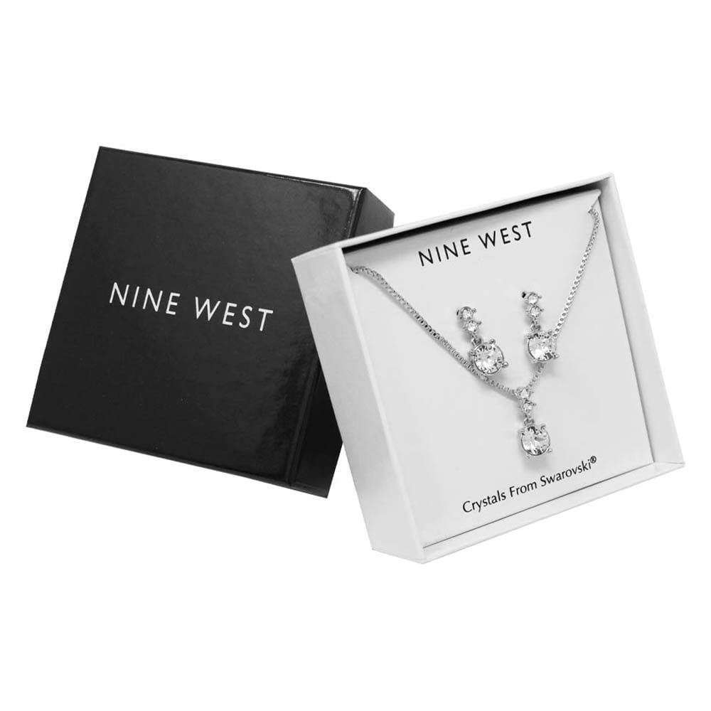 Nine West Silver-Tone and Necklace and Earrings Set